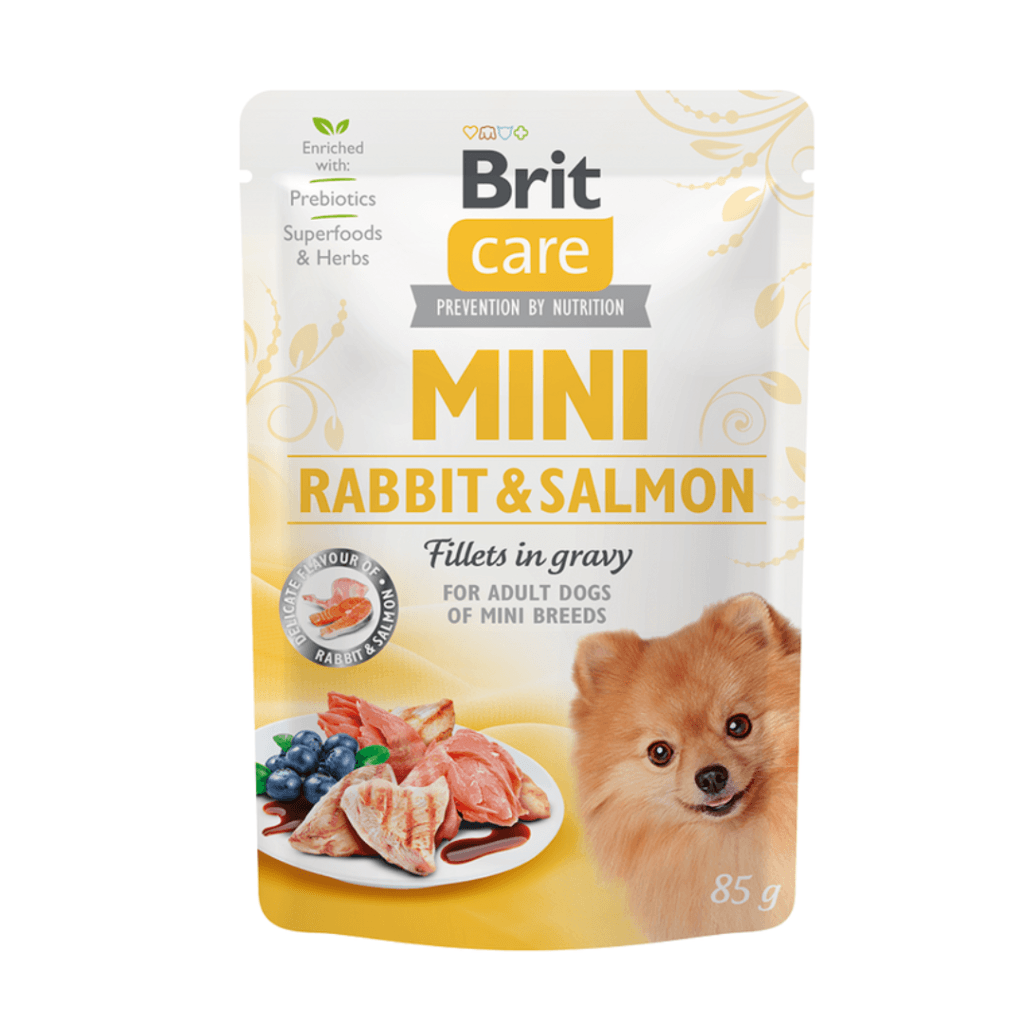 Brit Care Mini GF con conejo y salmón fillets in gravy 85gr