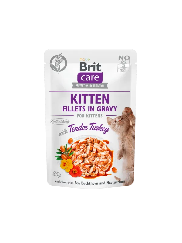 Brit Care Cat Kitten Filetes de pavo en salsa 85gr x 24ud